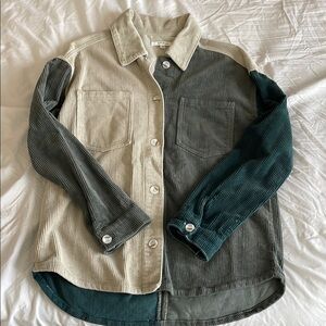 Two-Tone Corduroy Button-Up Shirt